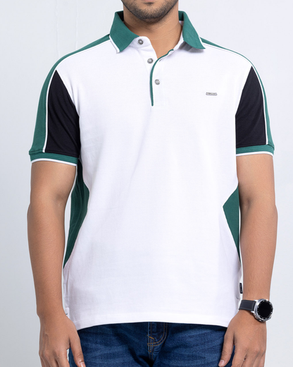 Men’s Double PK Cut & Sew Cotton Polo - Glacier Green