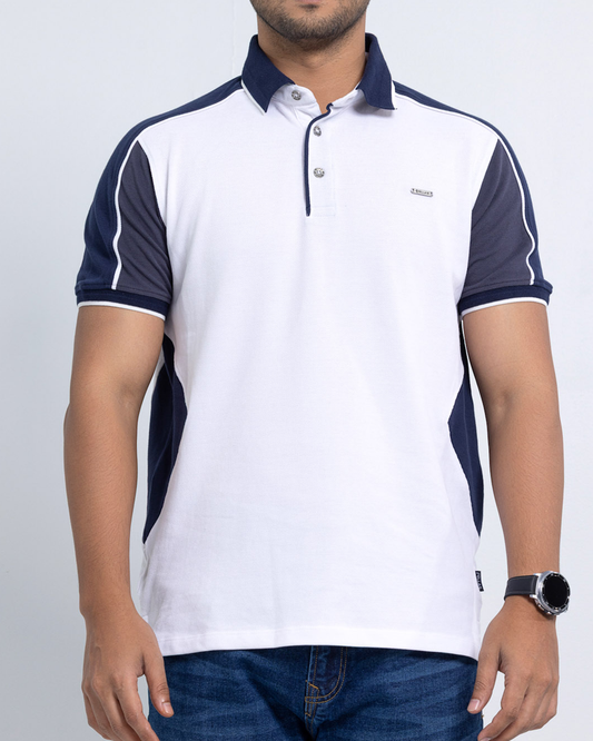 Men’s Double PK Cut & Sew Cotton Polo - Glacier Navy
