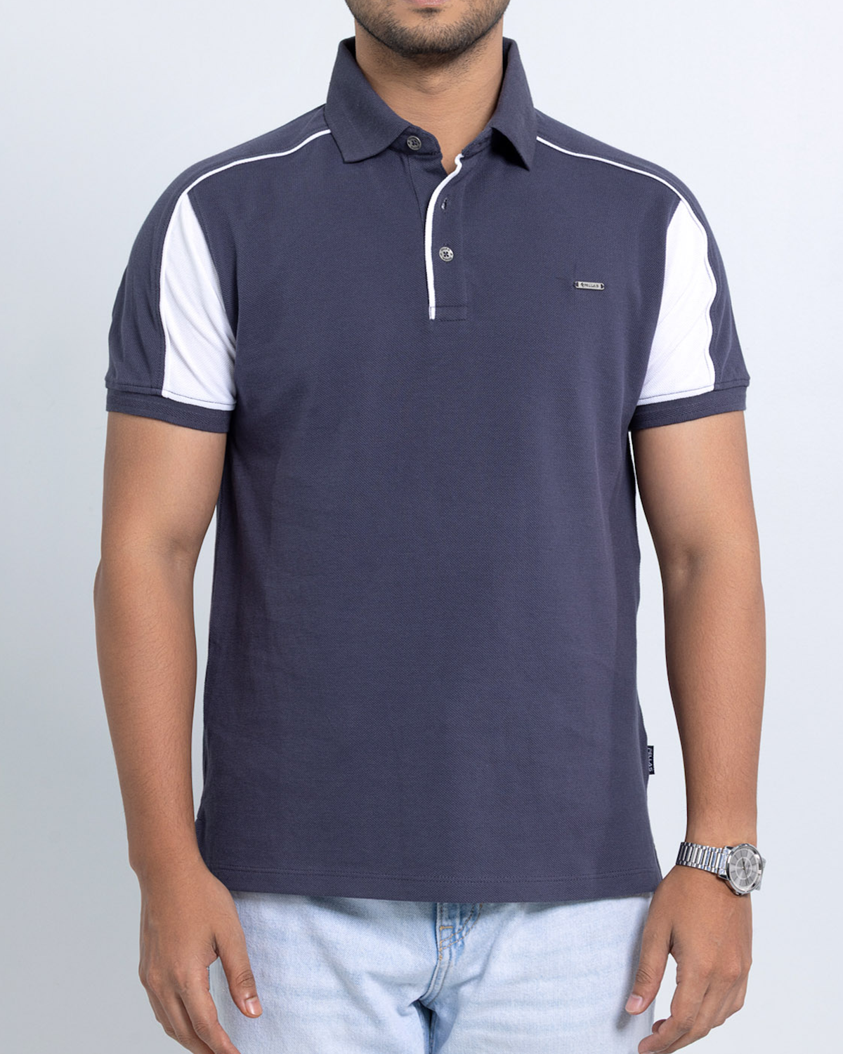 Men’s Double PK Cut & Sew Cotton Polo - Graphite Edge