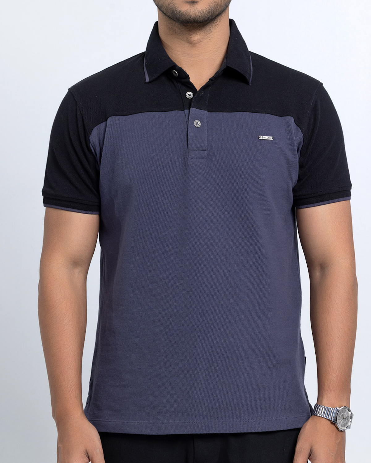 Men’s Double PK Cut & Sew Cotton Polo - Graphite Horizon