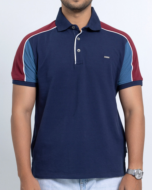 Men’s Double PK Cut & Sew Cotton Polo - Victory Blue