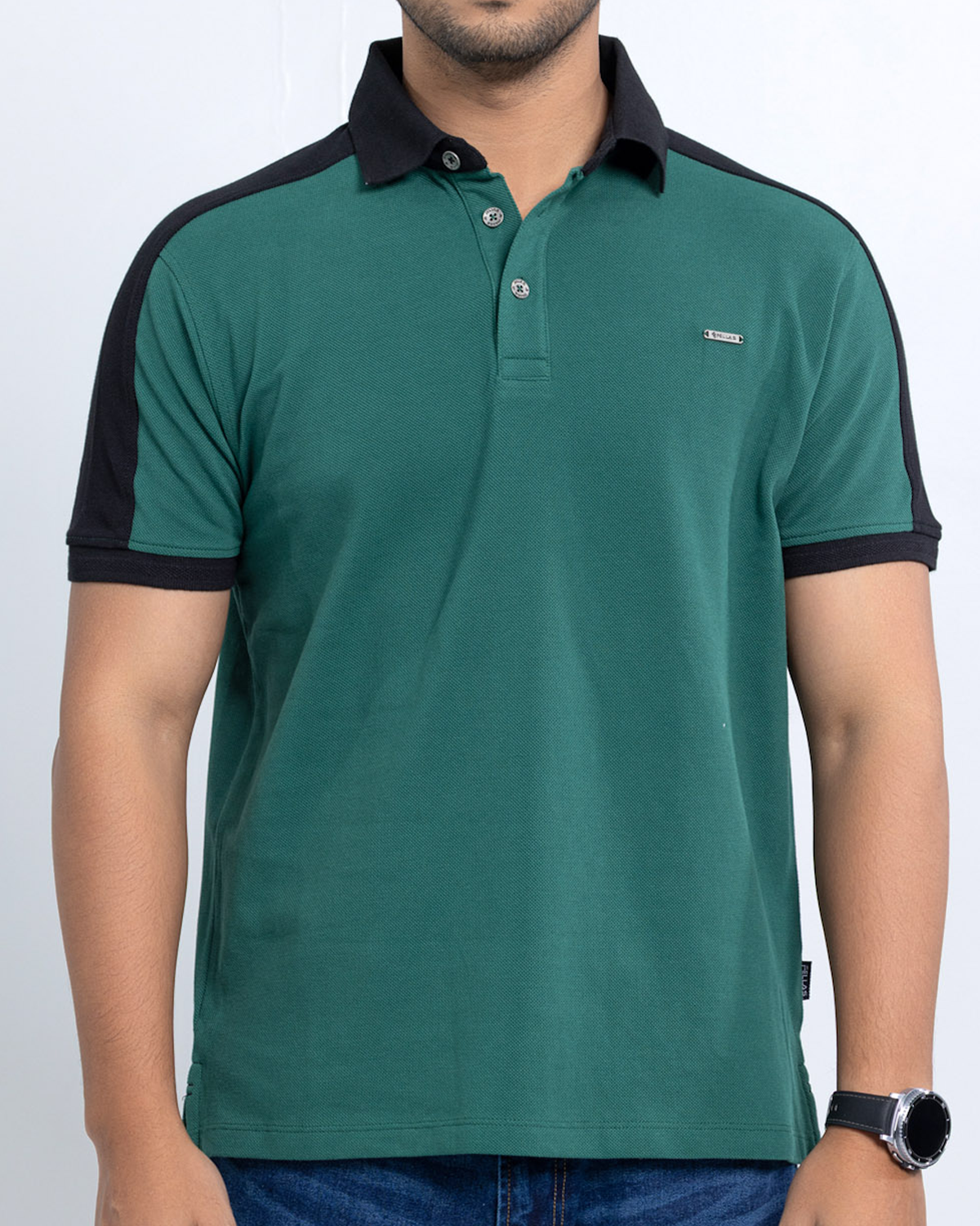 Men’s Double PK Cut & Sew Cotton Polo - Green Force