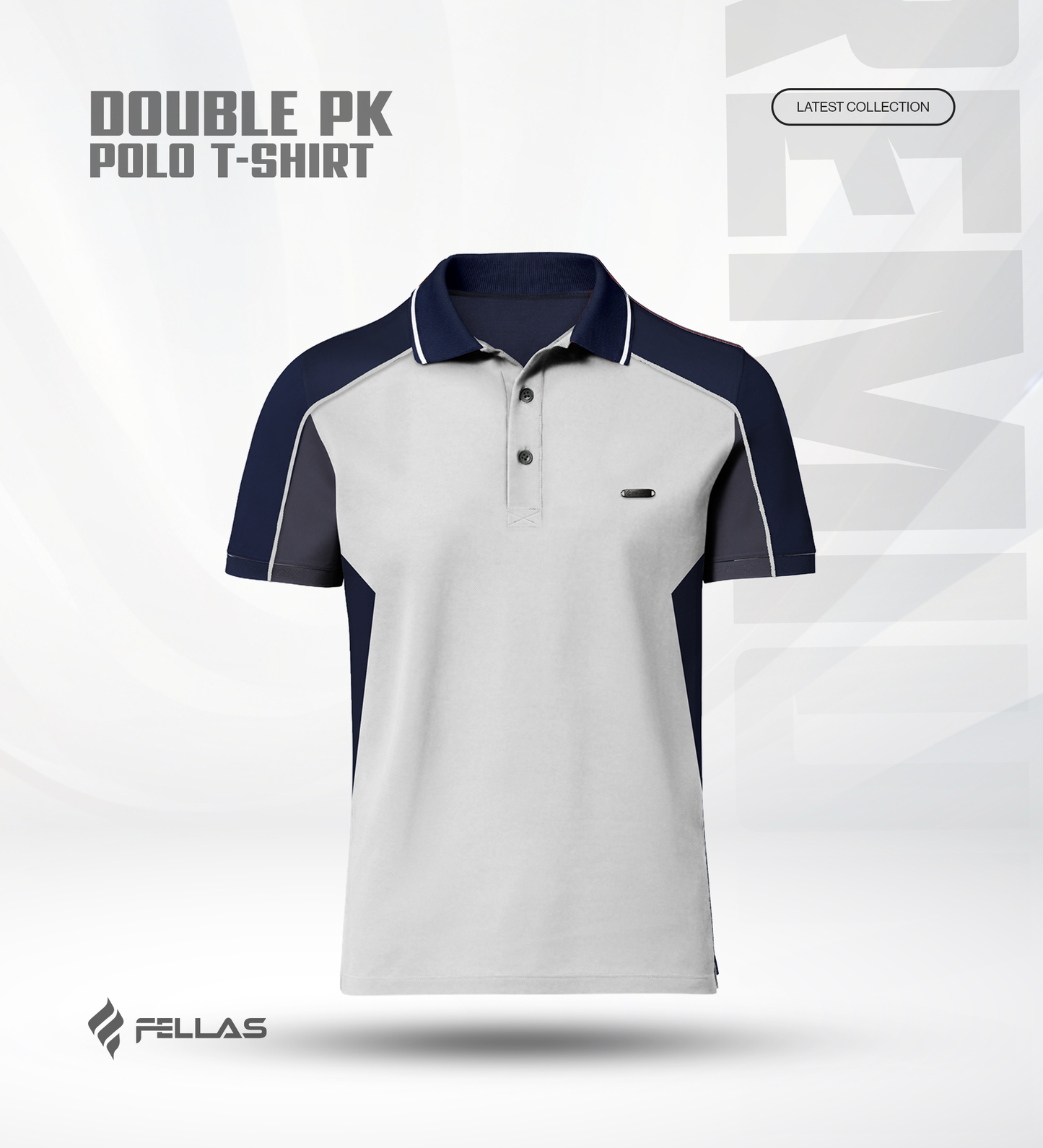 Men’s Double PK Cut & Sew Cotton Polo - Glacier Navy