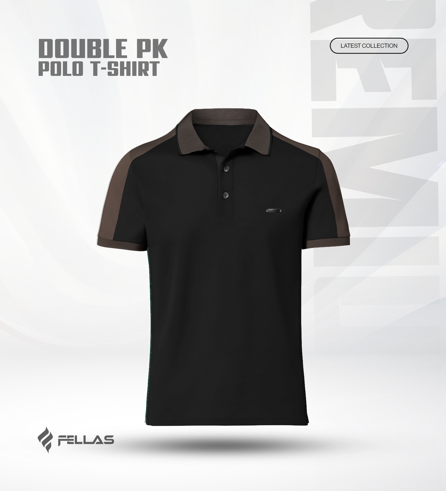 Men’s Double PK Cut & Sew Cotton Polo - Coffee Black