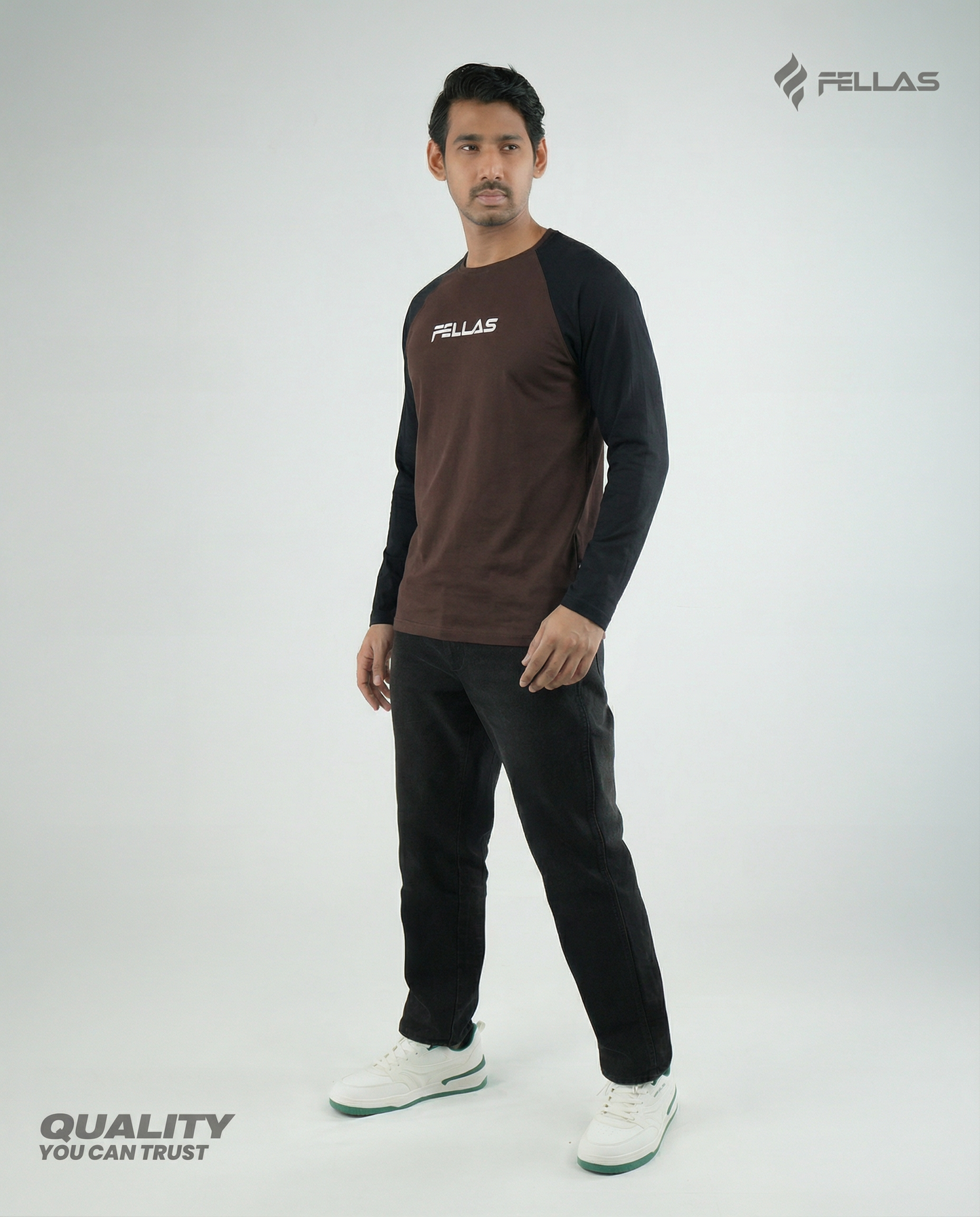 Fellas Full Sleeve Raglan T-Shirt - Coffee