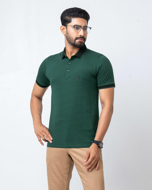 Men's Single Jersey Cotton Polo - June Bug Green
