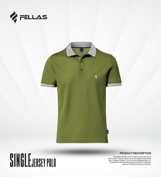 Men's Single Jersey Cotton Polo - Olive Drab
