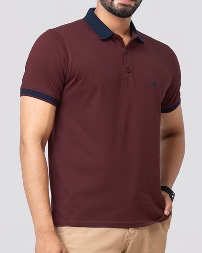 Men's Single Jersey Cotton Polo - Maroon