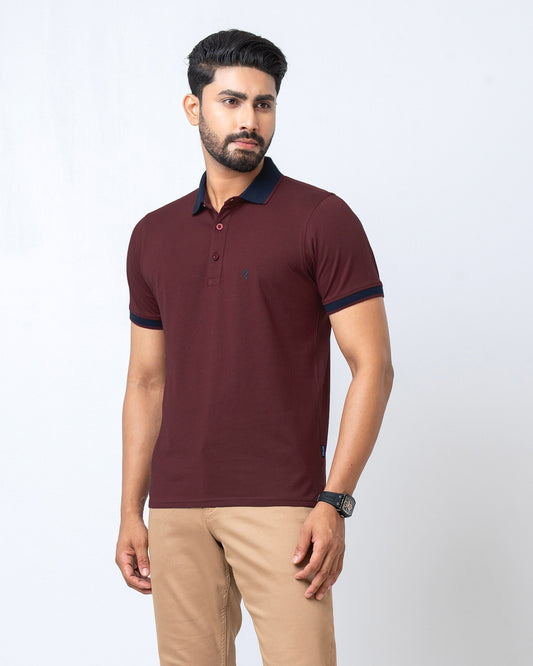 Men's Single Jersey Cotton Polo - Maroon