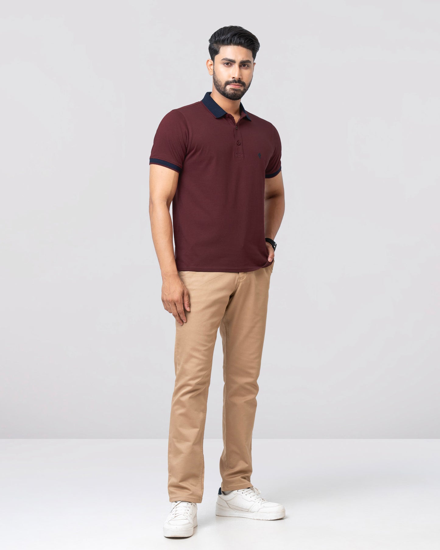 Men's Single Jersey Cotton Polo - Maroon