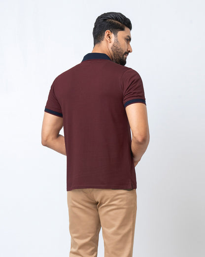 Men's Single Jersey Cotton Polo - Maroon