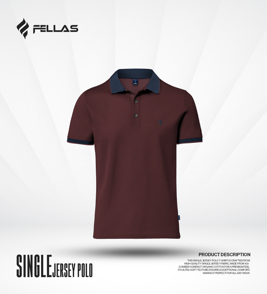 Men's Single Jersey Cotton Polo - Maroon
