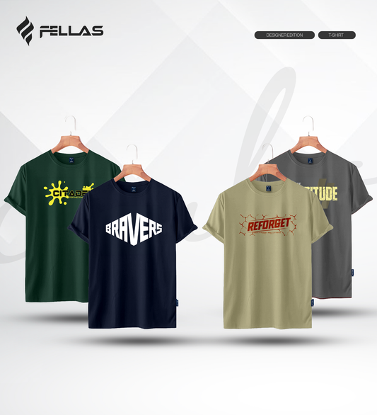 Men's Premium Half Sleeve T-Shirt (4 Combo) - Citadel, Bravers, Reforget, Fortitude