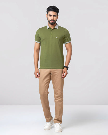 Men's Single Jersey Cotton Polo - Olive Drab