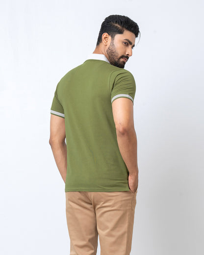 Men's Single Jersey Cotton Polo - Olive Drab