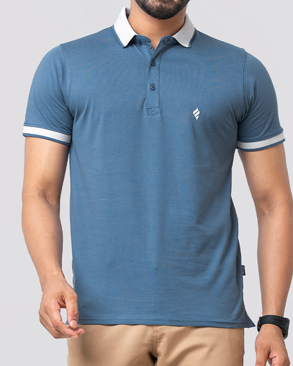 Men's Single Jersey Cotton Polo - Exist Blue