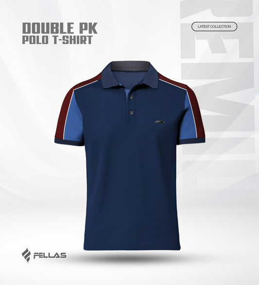 Men’s Double PK Cut & Sew Cotton Polo - Victory Blue
