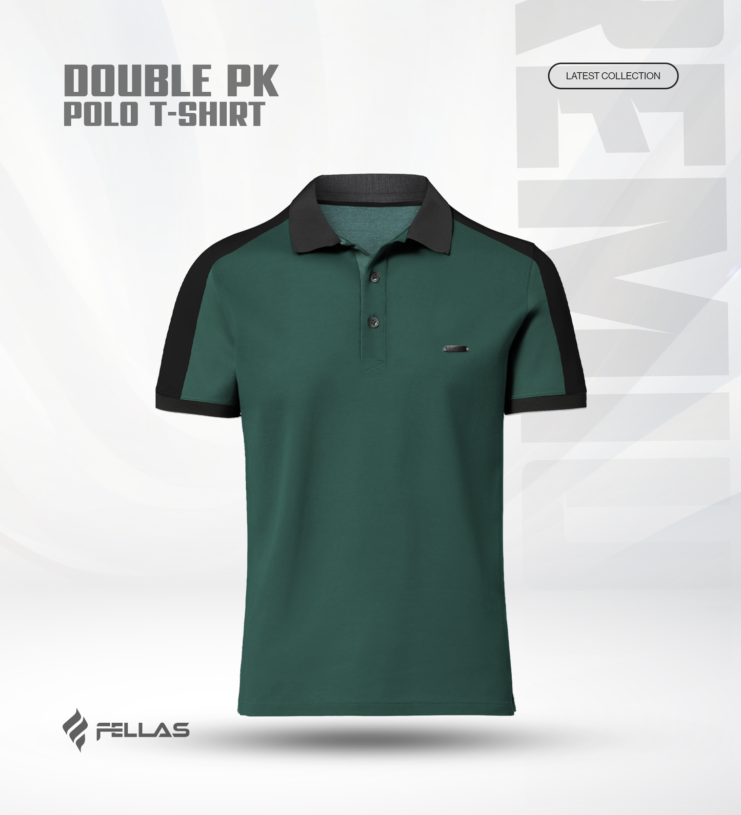 Men’s Double PK Cut & Sew Cotton Polo - Green Force