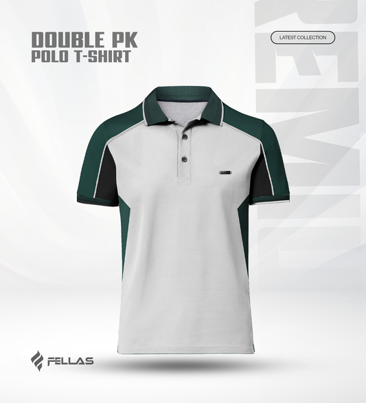 Men’s Double PK Cut & Sew Cotton Polo - Glacier Green