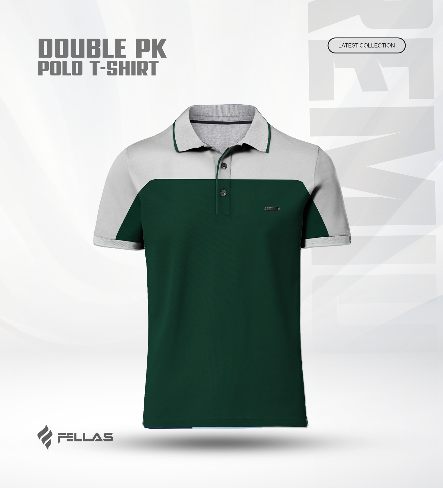 Men’s Double PK Cut & Sew Cotton Polo - Green Chest