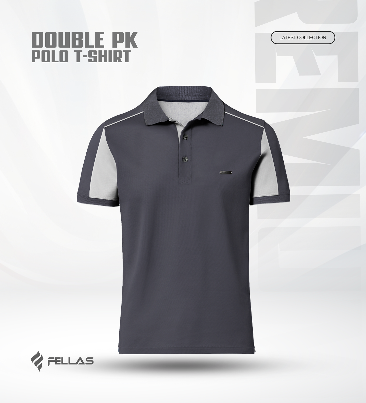 Men’s Double PK Cut & Sew Cotton Polo - Graphite Edge