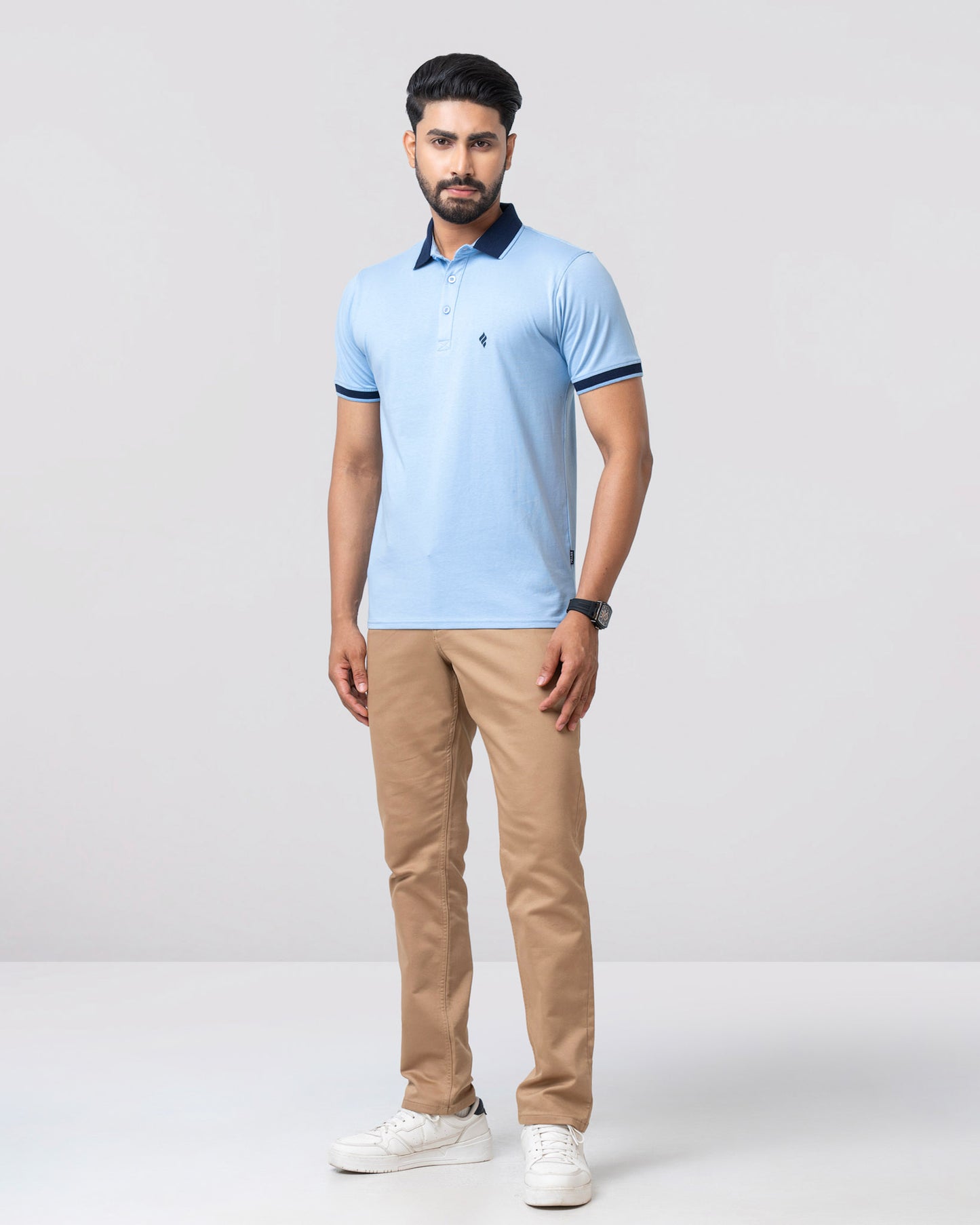 Men's Single Jersey Cotton Polo - Powder Blue