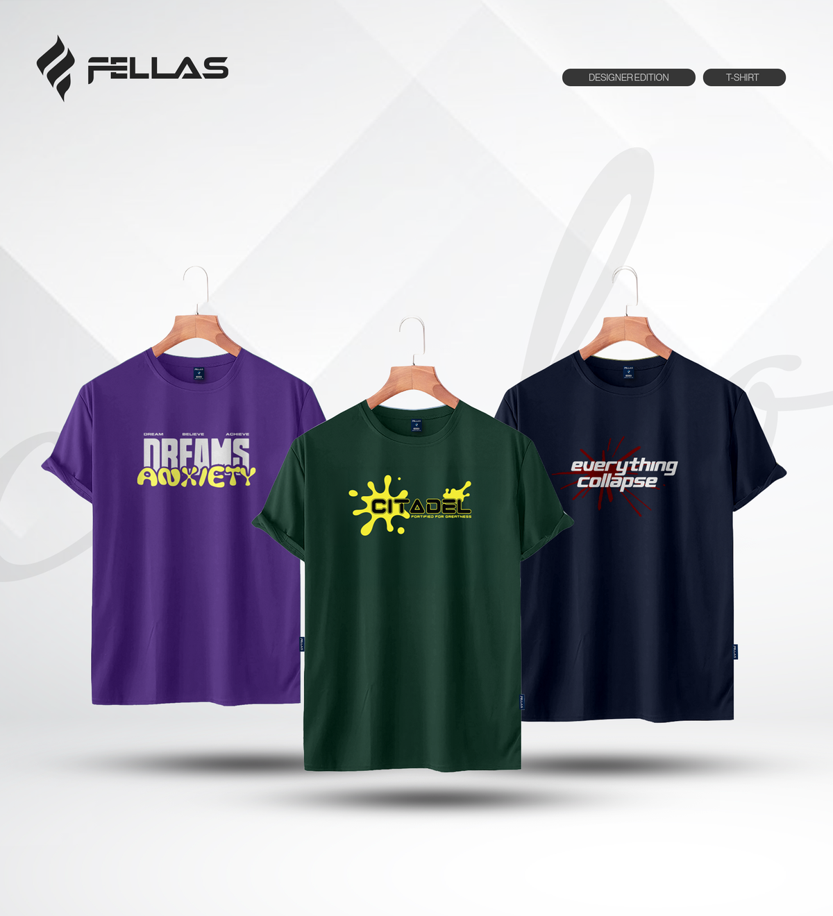 Men's Premium Half Sleeve T-Shirt (3 Combo) - Dreams Anxiety, Citadel, Everything Collapse