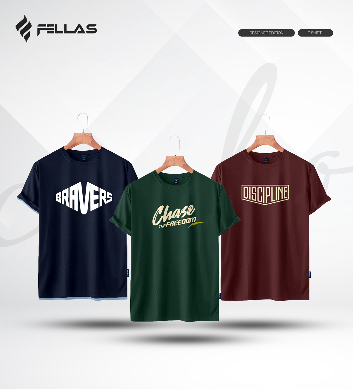 Men's Premium Half Sleeve T-Shirt (3 Combo) - Bravers, Chase, Discipline