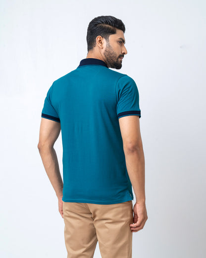 Men's Single Jersey Cotton Polo - Sea Port Blue