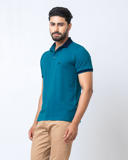 Men's Single Jersey Cotton Polo - Sea Port Blue