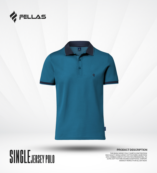 Men's Single Jersey Cotton Polo - Sea Port Blue