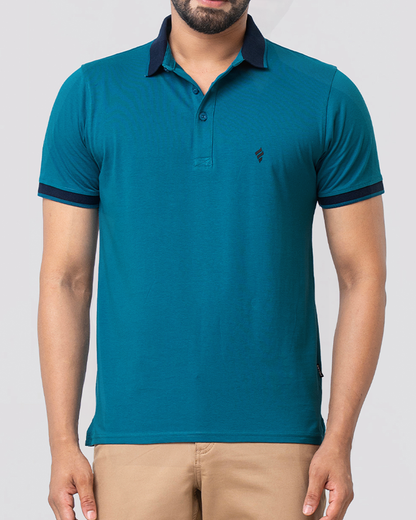 Men's Single Jersey Cotton Polo - Sea Port Blue