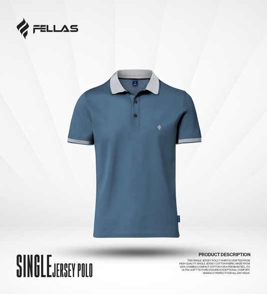 Men's Single Jersey Cotton Polo - Exist Blue