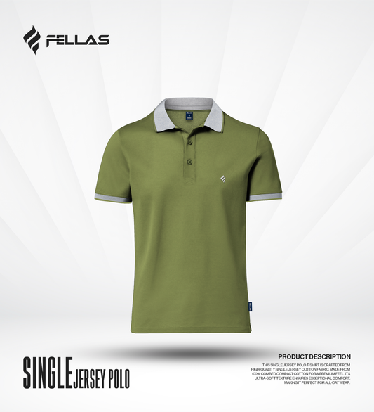 Men's Single Jersey Cotton Polo - Olive Drab