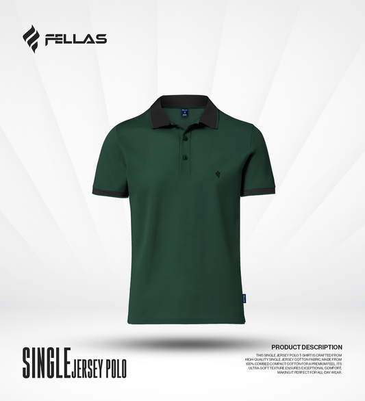 Men's Single Jersey Cotton Polo - June Bug Green