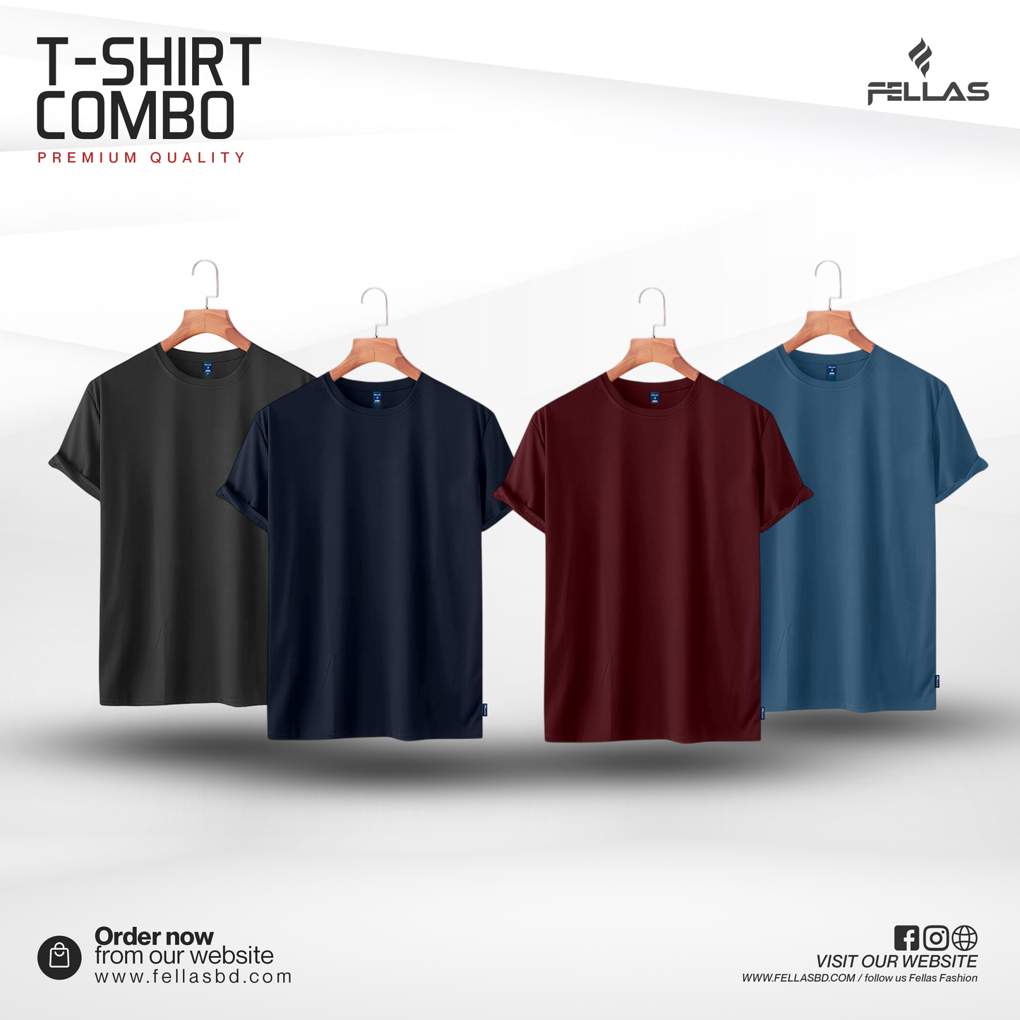 Men's premium Solid T-shirt Combo (4 Pcs) -Anthara, Navy,Maroon, Patroll